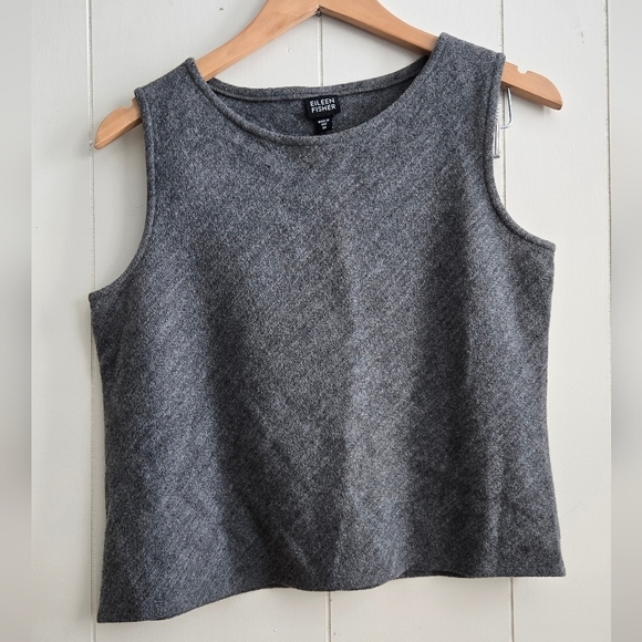 Eileen Fisher Tops - Eileen Fisher Charcoal Sleeveless Tank Top-Size M -100%wool